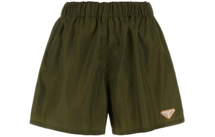 (Women) PRADA  Green Elastic Waist Loose Fit Casual Shorts. 22C757SWMO1WQ8-F0466