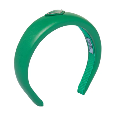 (Women) PRADA Green Headband with Triangle Logo. 1IH019-2DYI-F0458