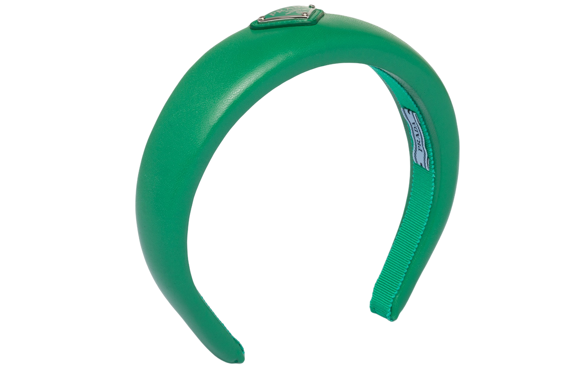 Order (Women) PRADA  Green Headband with Triangle Logo. 1IH019-2DYI-F0458