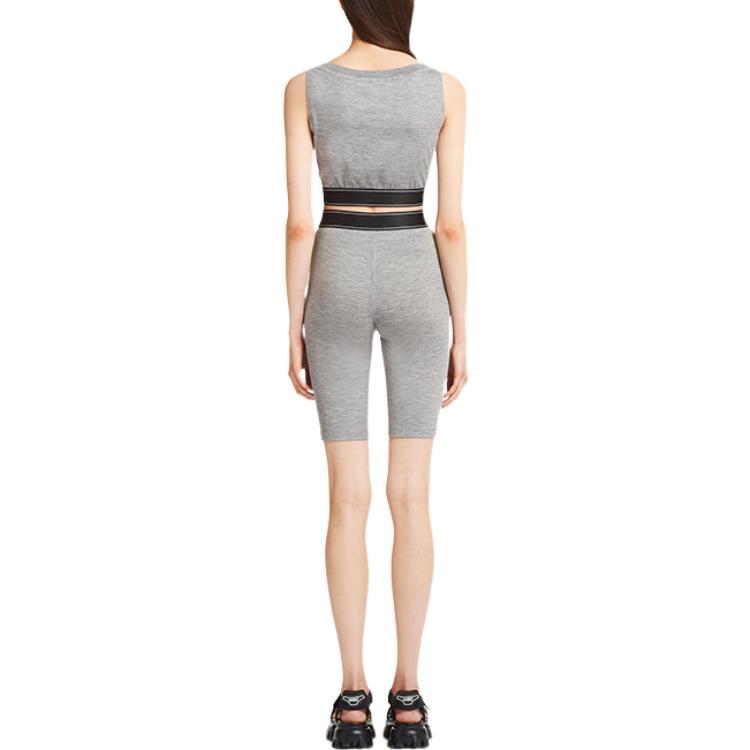 Shop (Women) PRADA  Grey Elastic Sports Tank Top with Logo Detail. 39536-10H1-F0031-S-221