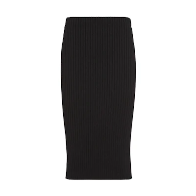 (Women) PRADA High-Waist Black Knitted Midi Skirt 21395-1Z9O-F0002-S-221