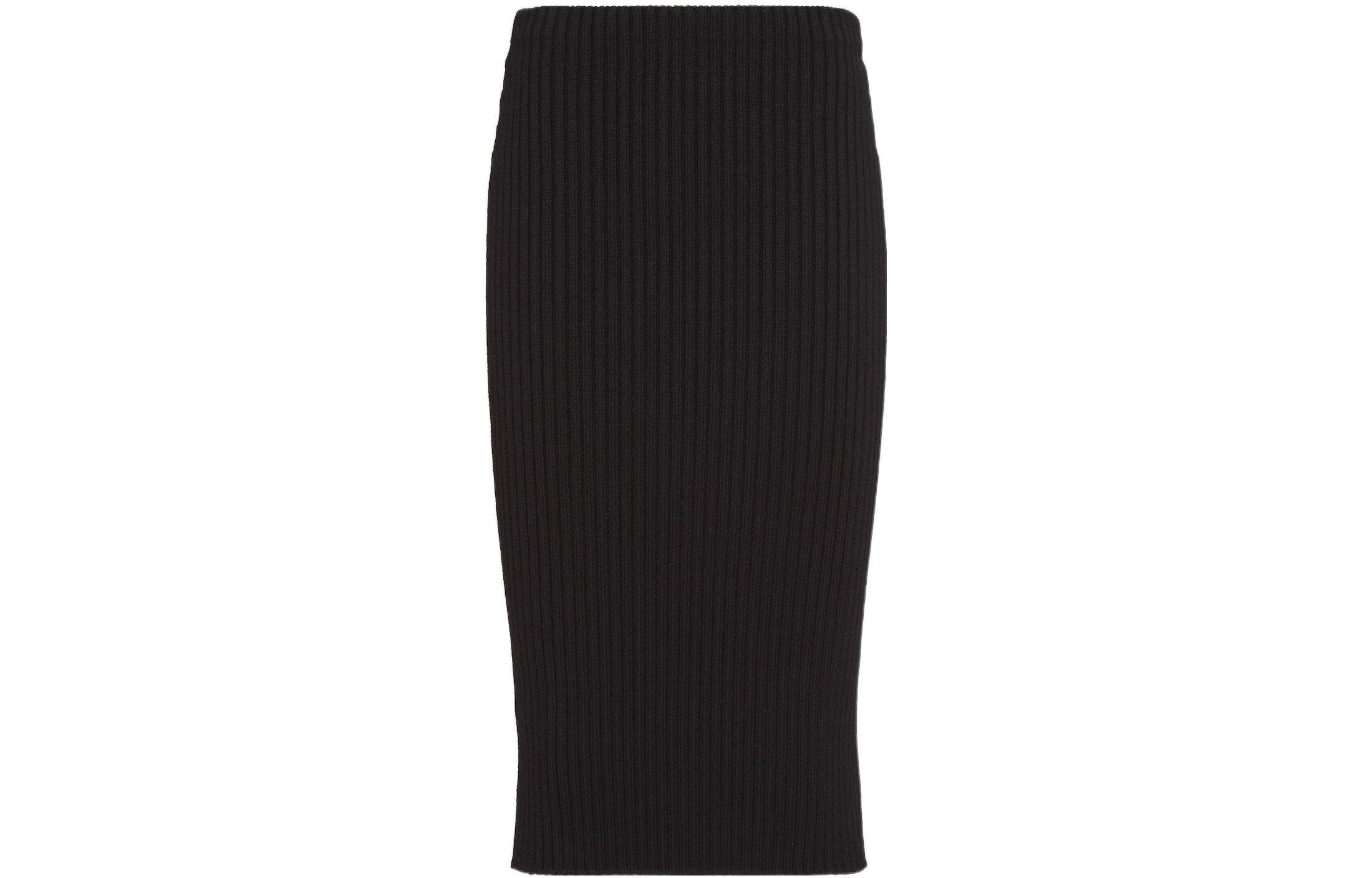 Order (Women) PRADA  High-Waist Black Knitted Midi Skirt 21395-1Z9O-F0002-S-221