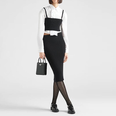 (Women) PRADA High-Waist Black Knitted Midi Skirt 21395-1Z9O-F0002-S-221 Lookbook (Women) PRADA High-Waist Black Knitted Midi Skirt 21395-1Z9O-F0002-S-221