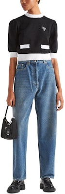 (Women) PRADA High-Waisted Loose Fit Logo Denim Jeans in Light Blue. GFP479-13Z6-F0BAN-S-OOO Lookbook (Women) PRADA High-Waisted Loose Fit Logo Denim Jeans in Light Blue. GFP479-13Z6-F0BAN-S-OOO
