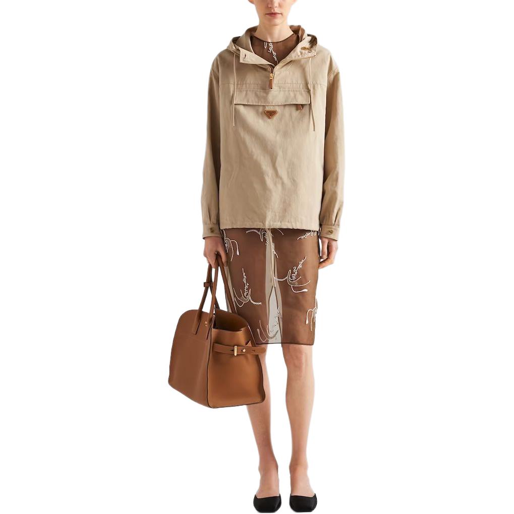 Lookbook (Women) PRADA  Hooded Pullover Jacket with Drawstring - Comfortable Fit. P551O-14F5-F0065-S-OOO