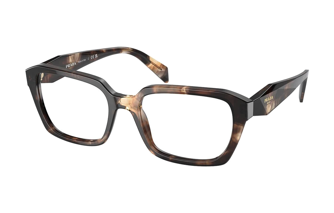(Women) PRADA  Irregular Acetate Optical Frames with Logo - Black/Brown VPR14Z07R1O1
