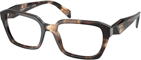 (Women) PRADA Irregular Acetate Optical Frames with Logo - Black/Brown VPR14Z07R1O1 (Women) PRADA Irregular Acetate Optical Frames with Logo - Black/Brown VPR14Z07R1O1