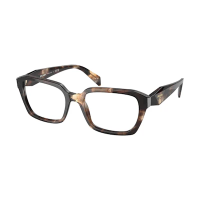 (Women) PRADA Irregular Acetate Optical Frames with Logo - Black/Brown VPR14Z07R1O1