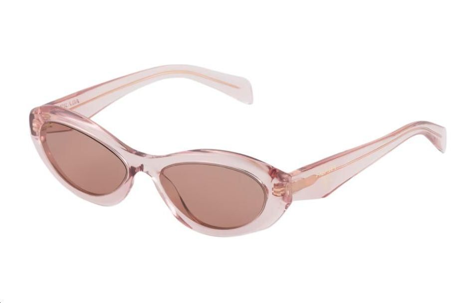 (Women) PRADA  Irregular Acetate Sunglasses with Logo, Pink. SPR26ZE19QFE10DC055