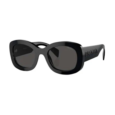 (Women) PRADA Irregular Black Sunglasses with Letter Logo Temples. SPR A13F-1AB5S0