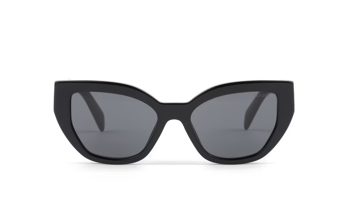 (Women) PRADA  Irregular Black Sunglasses with Logo Lettering Acetate Frame. SPRA09_E1AB_F05S0_C_A055