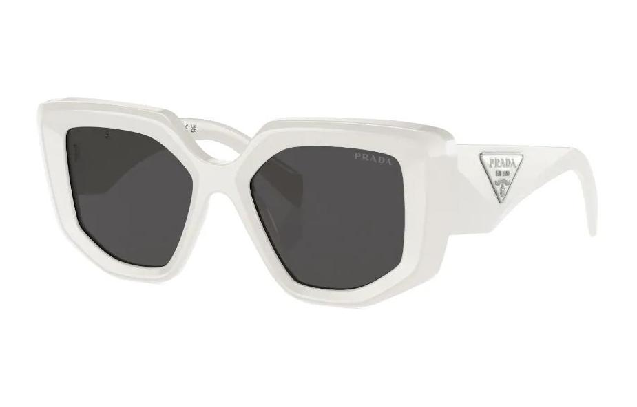 (Women) PRADA  Irregular Frame White Sunglasses with Side Logo Lettering. PR14ZS1425S0