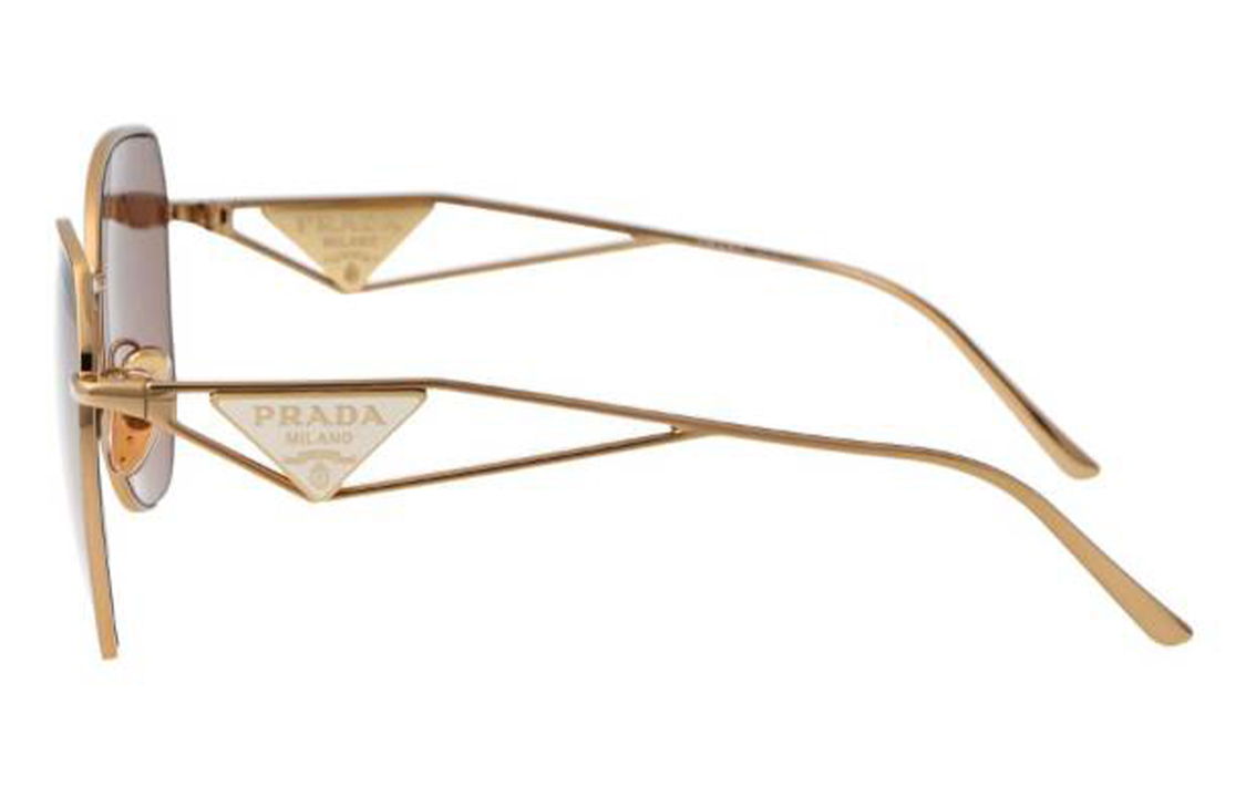 (Women) PRADA  Irregular Gold Metal Sunglasses with Full Frame Triangle Design. PR57YS5AK10D 圖 5