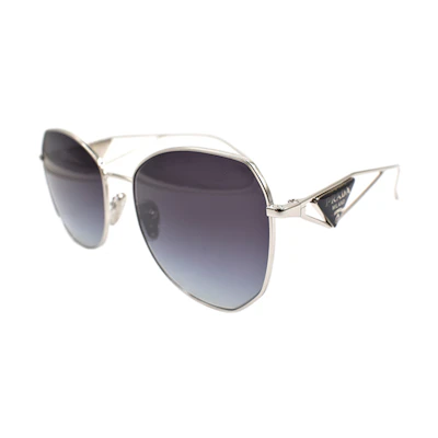 (Women) PRADA Irregular Holiday Special Sunglasses with Metal Triangle Logo. SPR57Y 1BC-5D1