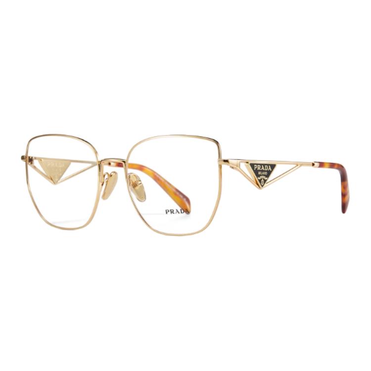 (Women) PRADA  Irregular Optical Glasses Gold/Black/White Triangular Temple Design. 0PRA54VD