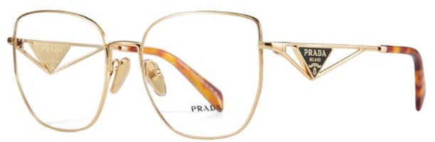 (Women) PRADA Irregular Optical Glasses Gold/Black/White Triangular Temple Design. 0PRA54VD (Women) PRADA Irregular Optical Glasses Gold/Black/White Triangular Temple Design. 0PRA54VD
