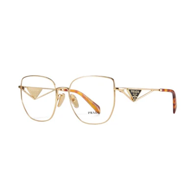 (Women) PRADA Irregular Optical Glasses Gold/Black/White Triangular Temple Design. 0PRA54VD
