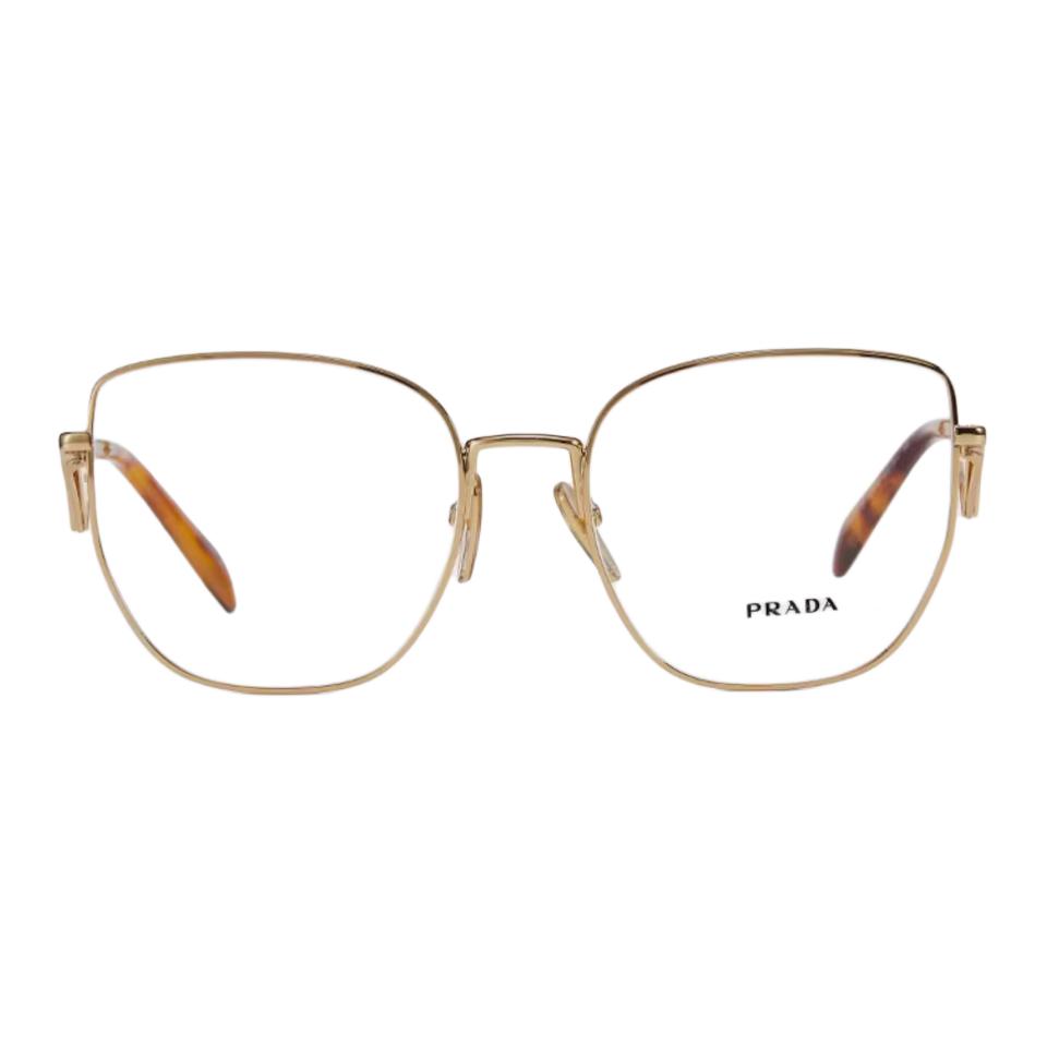 Order (Women) PRADA  Irregular Optical Glasses Gold/Black/White Triangular Temple Design. 0PRA54VD