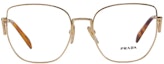 Order (Women) PRADA Irregular Optical Glasses Gold/Black/White Triangular Temple Design. 0PRA54VD