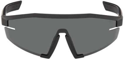 (Women) PRADA Irregular Shaped Nylon Sunglasses with Logo Detail in Black. 0PS03ZS (Women) PRADA Irregular Shaped Nylon Sunglasses with Logo Detail in Black. 0PS03ZS