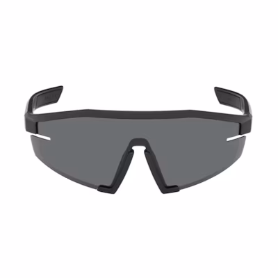 (Women) PRADA Irregular Shaped Nylon Sunglasses with Logo Detail in Black. 0PS03ZS
