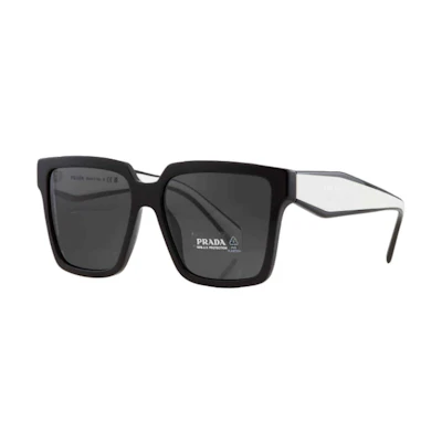 (Women) PRADA Irregular Shaped Sunglasses Black with Logo Temples. ZF94MR
