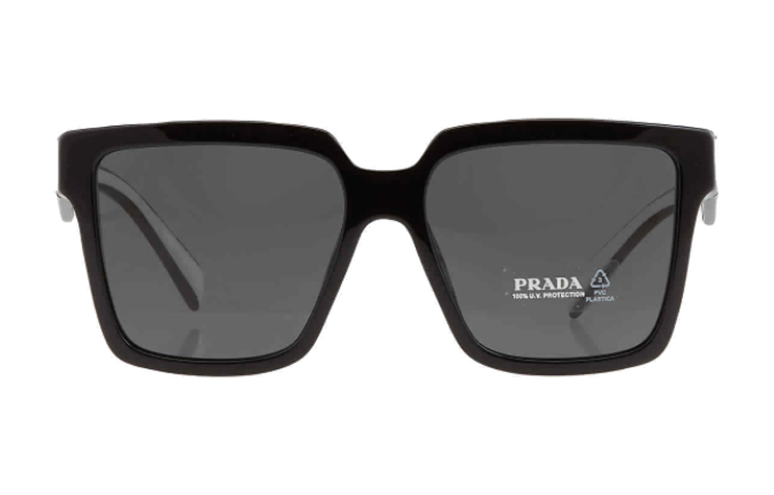 (Women) PRADA  Irregular Shaped Sunglasses Black with Logo Temples. ZF94MR 圖 3