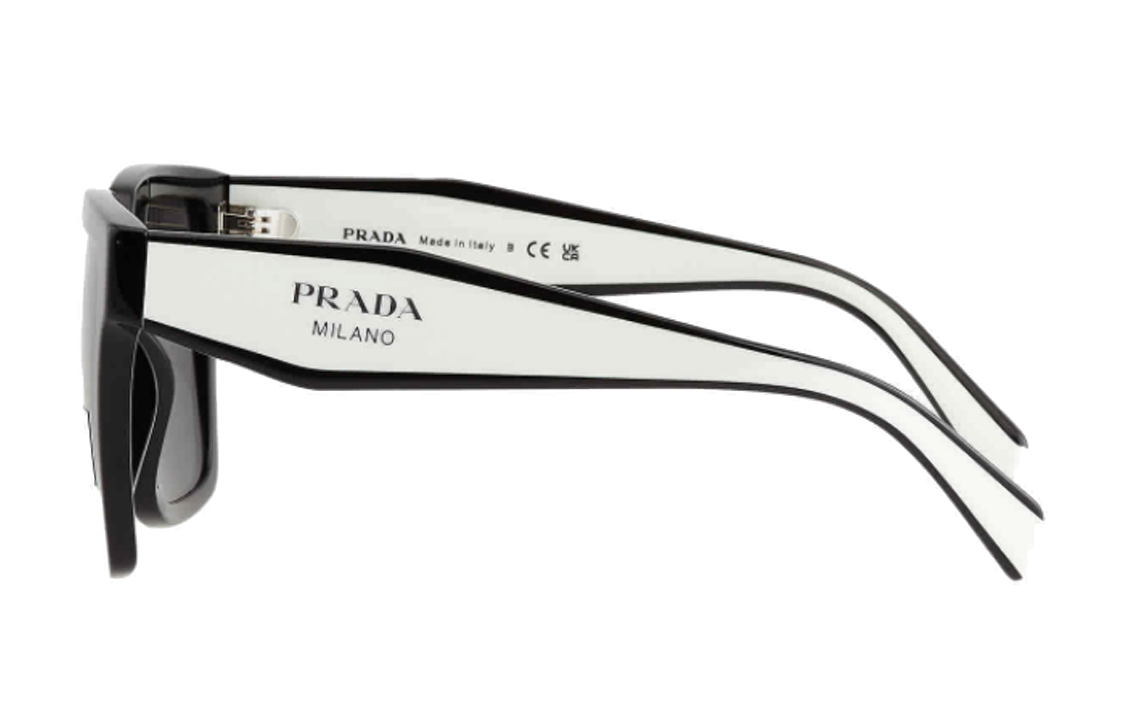 (Women) PRADA  Irregular Shaped Sunglasses Black with Logo Temples. ZF94MR 圖 5