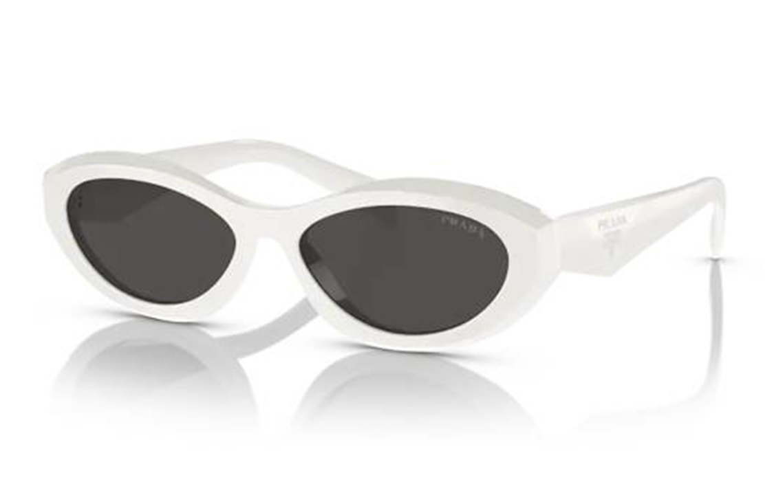 (Women) PRADA  Irregular White Sunglasses with Side Logo Design. PR26ZS17K08Z