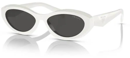 (Women) PRADA Irregular White Sunglasses with Side Logo Design. PR26ZS17K08Z (Women) PRADA Irregular White Sunglasses with Side Logo Design. PR26ZS17K08Z
