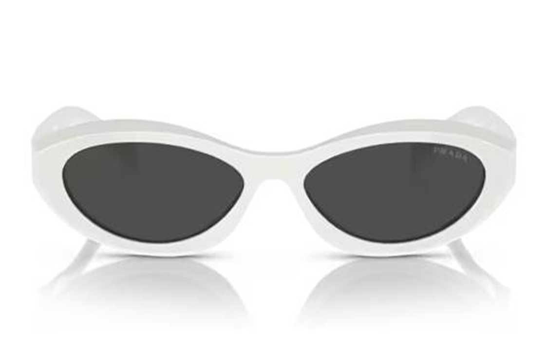 Lookbook (Women) PRADA  Irregular White Sunglasses with Side Logo Design. PR26ZS17K08Z