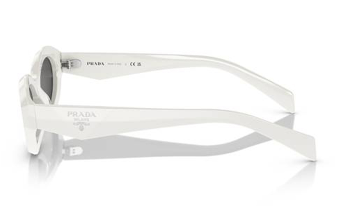 Shop (Women) PRADA  Irregular White Sunglasses with Side Logo Design. PR26ZS17K08Z