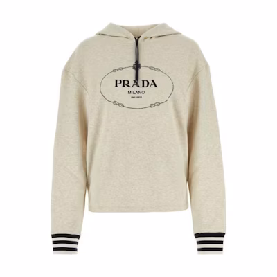 (Women) PRADA Letter Print Hoodie Long Sleeve Off-White 134677-1X6Q-F0018