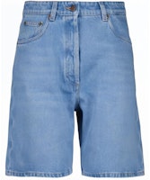 (Women) PRADA Light Blue Denim Shorts with Zipper, Loose Fit Style. GFP506-14CC-F0BAU-S-OOO (Women) PRADA Light Blue Denim Shorts with Zipper, Loose Fit Style. GFP506-14CC-F0BAU-S-OOO