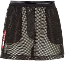 (Women) PRADA Logo Elastic Mesh Shorts Black 132347-1X0Z-F0002-S-211 (Women) PRADA Logo Elastic Mesh Shorts Black 132347-1X0Z-F0002-S-211