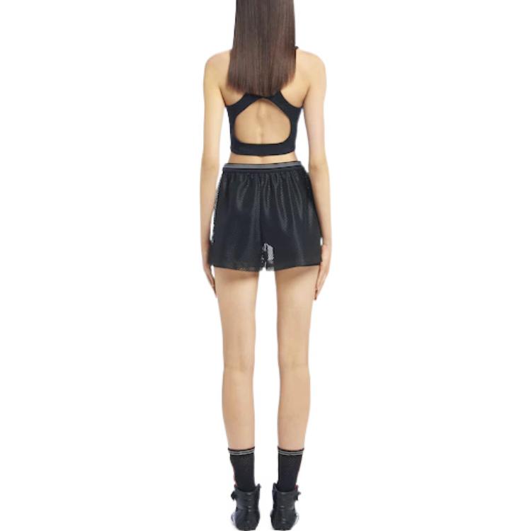 Shop (W) 프라다 로고 엘라스틱 메시 쇼츠 블랙 132347-1X0Z-F0002-S-211