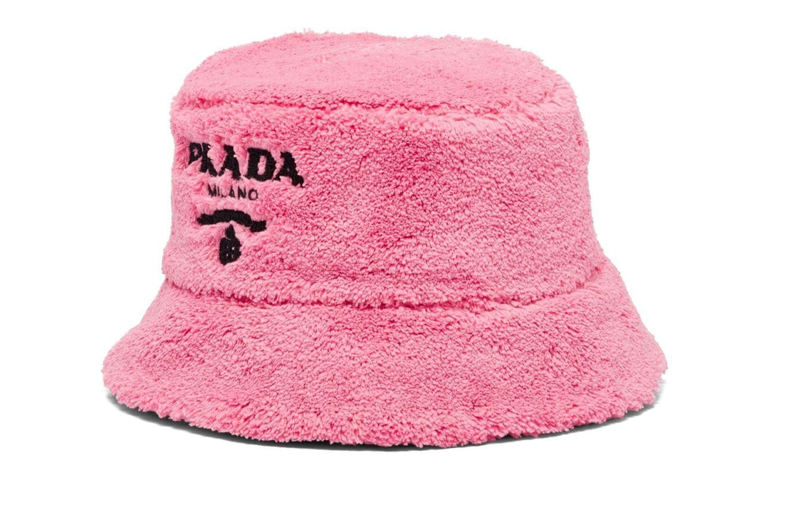 (Women) PRADA  Logo Embroidered Fabric Bucket Hat Pink 1HC1372DXO