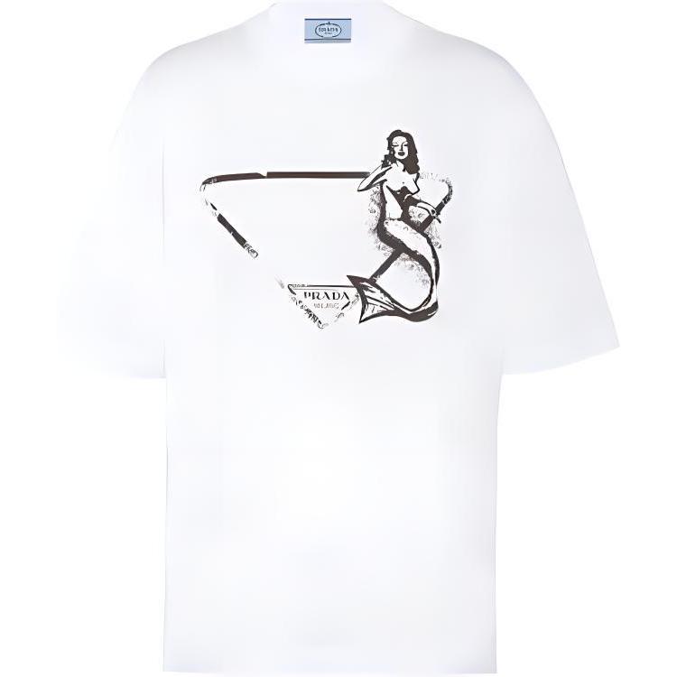 (Women) PRADA  Mermaid Print T-Shirt White SS22 3558A10M1-F0009