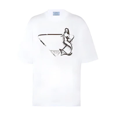 (Women) PRADA Mermaid Print T-Shirt White SS22 3558A10M1-F0009