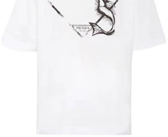 Sizing (W) PRADA 美人魚印花T恤 白色 SS22 3558A10M1-F0009