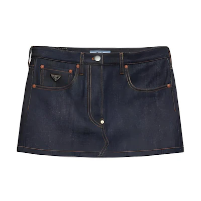 (Women) PRADA Navy Blue Fitted Denim Mini Skirt with Zipper GFD179-15C8-F0008-S-OOO