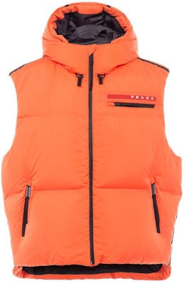 (W) 普拉达橙色连帽多袋拉链羽绒马甲 29L985-1ZT6-F0049-S212 Buy (W) 普拉达橙色连帽多袋拉链羽绒马甲 29L985-1ZT6-F0049-S212