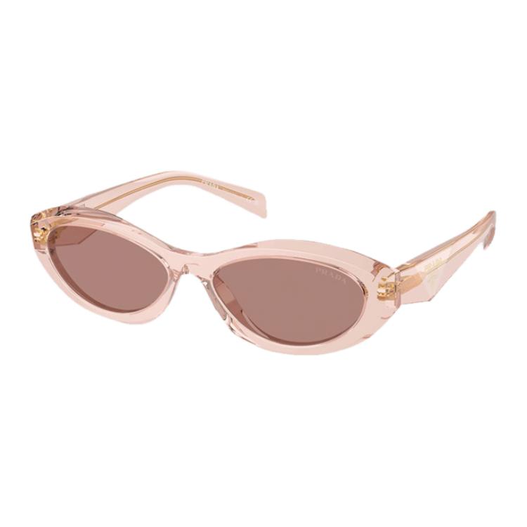(Women) PRADA  Oval Acetate Sunglasses with Logo Temple in Pink. PR26ZS19Q10D