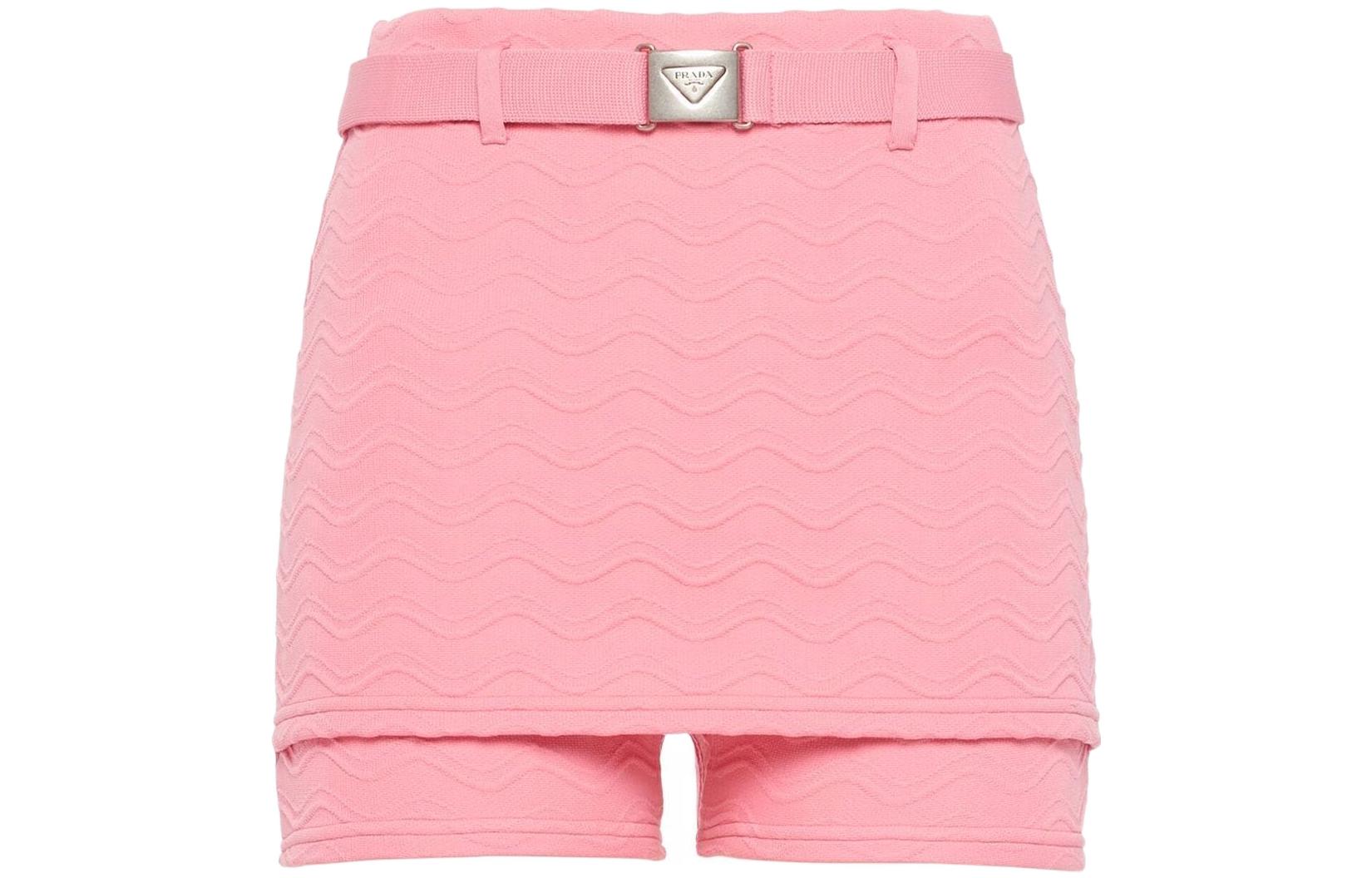 (Women) PRADA  Pink Jacquard High-Waist Tailored Shorts P222GH102W-F0028
