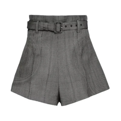 (Women) PRADA Pinstripe High-Waist Casual Shorts Grey. P205IH_14XI_F0170_S_OOO
