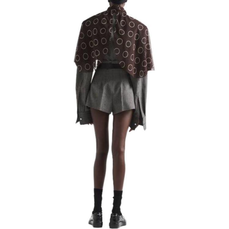 Shop (W) プラダ ピンストライプ ハイウエスト カジュアル ショーツ グレー. P205IH_14XI_F0170_S_OOO