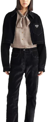 (W) PRADA 格紋V領綁帶長袖襯衫 淺棕色 P470G-13J3-F0324-S-232 Lookbook (W) PRADA 格紋V領綁帶長袖襯衫 淺棕色 P470G-13J3-F0324-S-232