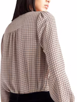 Purchase (W) PRADA Kemeja Lengan Panjang Kotak V-Neck Tie Coklat Muda P470G-13J3-F0324-S-232