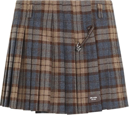 (Women) PRADA Plaid Wool Twill Low-Waist Casual Skirt - Brown. P106YE-15R7-F0005 Buy (Women) PRADA Plaid Wool Twill Low-Waist Casual Skirt - Brown. P106YE-15R7-F0005
