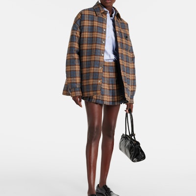 (Women) PRADA Plaid Wool Twill Low-Waist Casual Skirt - Brown. P106YE-15R7-F0005 Shop (Women) PRADA Plaid Wool Twill Low-Waist Casual Skirt - Brown. P106YE-15R7-F0005